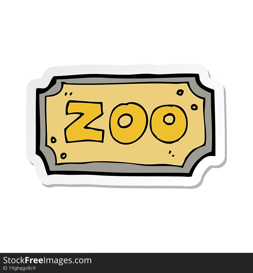 Sticker Of A Cartoon Zoo Sign