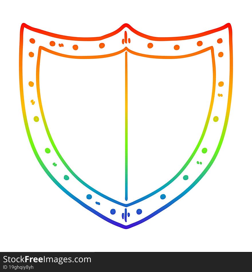 rainbow gradient line drawing cartoon shield