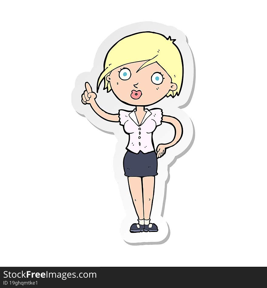 Sticker Of A Cartoon Pretty Woman With Idea