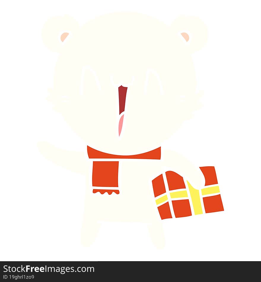 happy polar bear flat color style cartoon