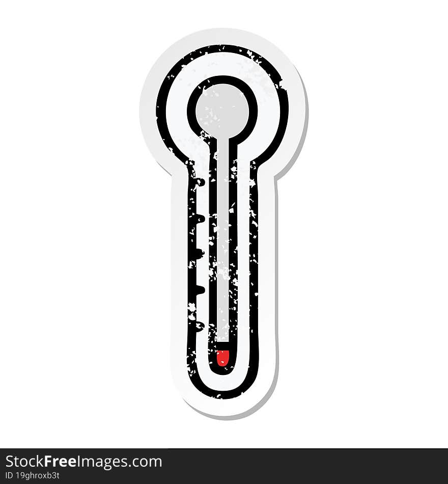 distressed sticker of a cute cartoon glass thermometer