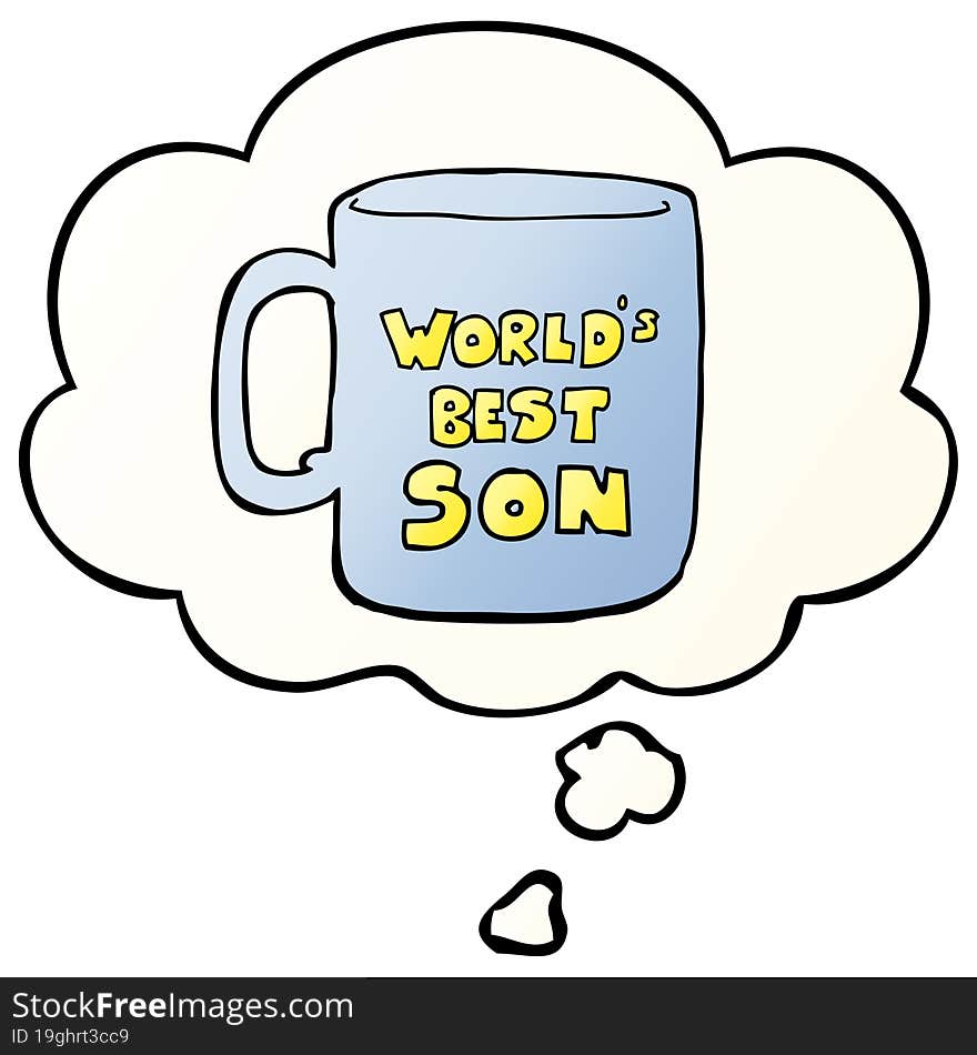 Worlds Best Son Mug And Thought Bubble In Smooth Gradient Style