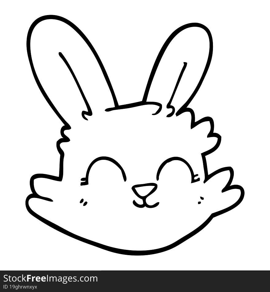 Line Drawing Cartoon Happy Rabbit