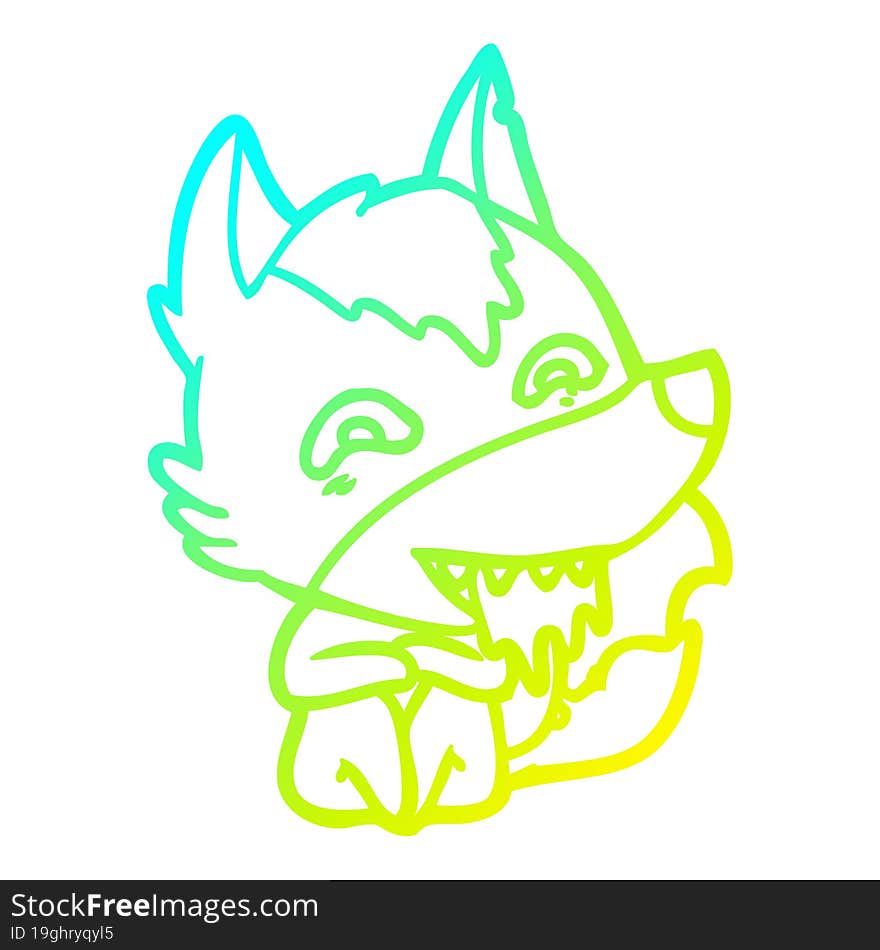 cold gradient line drawing cartoon hungry wolf