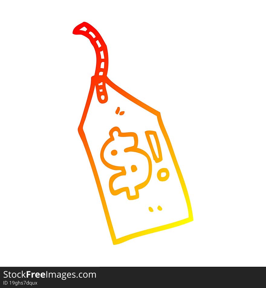 warm gradient line drawing of a cartoon price label