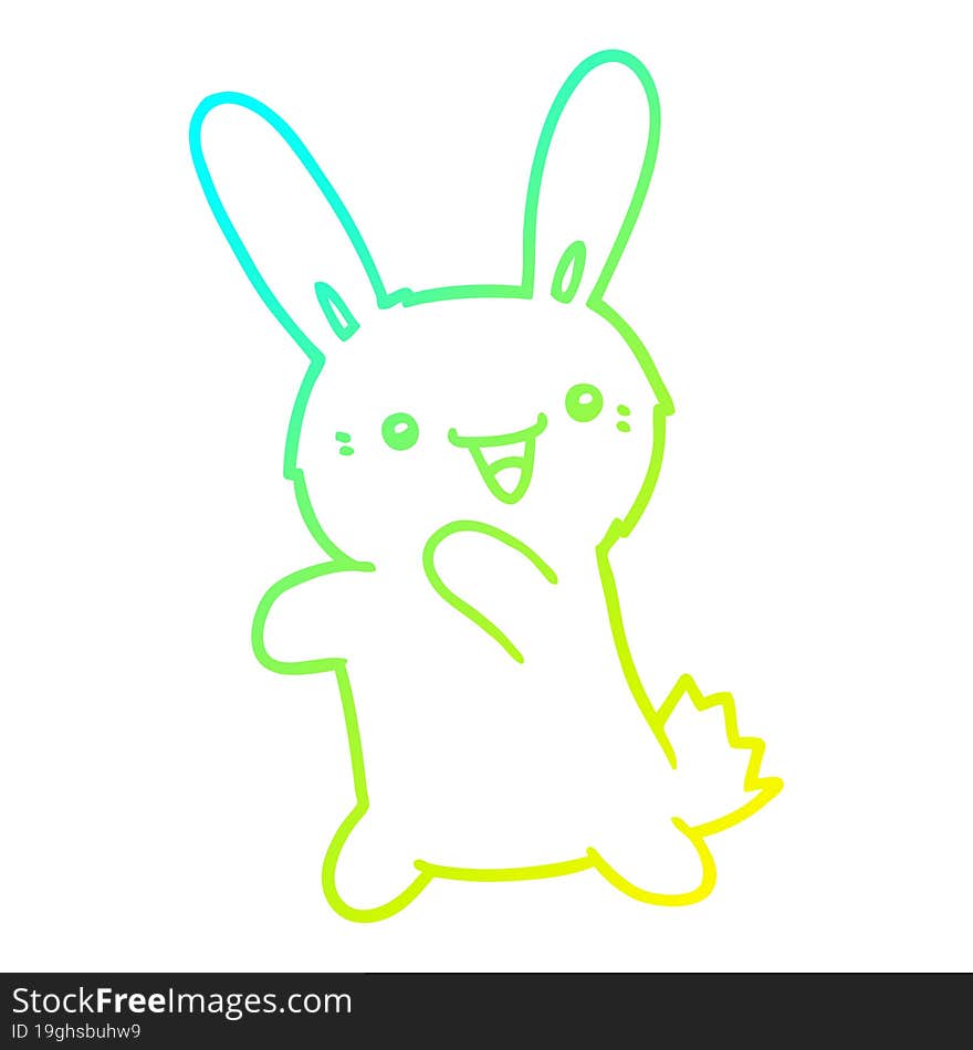 Cold Gradient Line Drawing Cartoon Rabbit