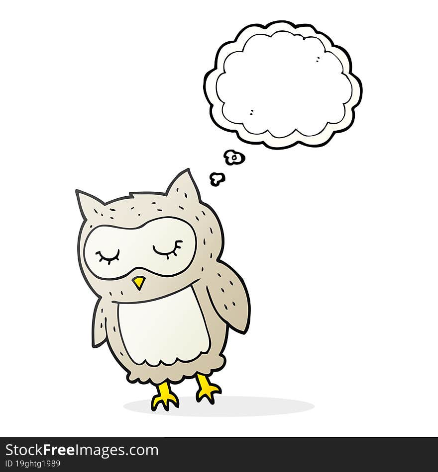 freehand drawn thought bubble cartoon owl