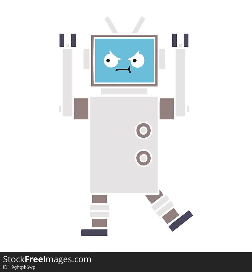 Flat Color Retro Cartoon Robot