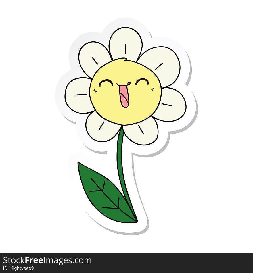 sticker of a quirky hand drawn cartoon happy flower