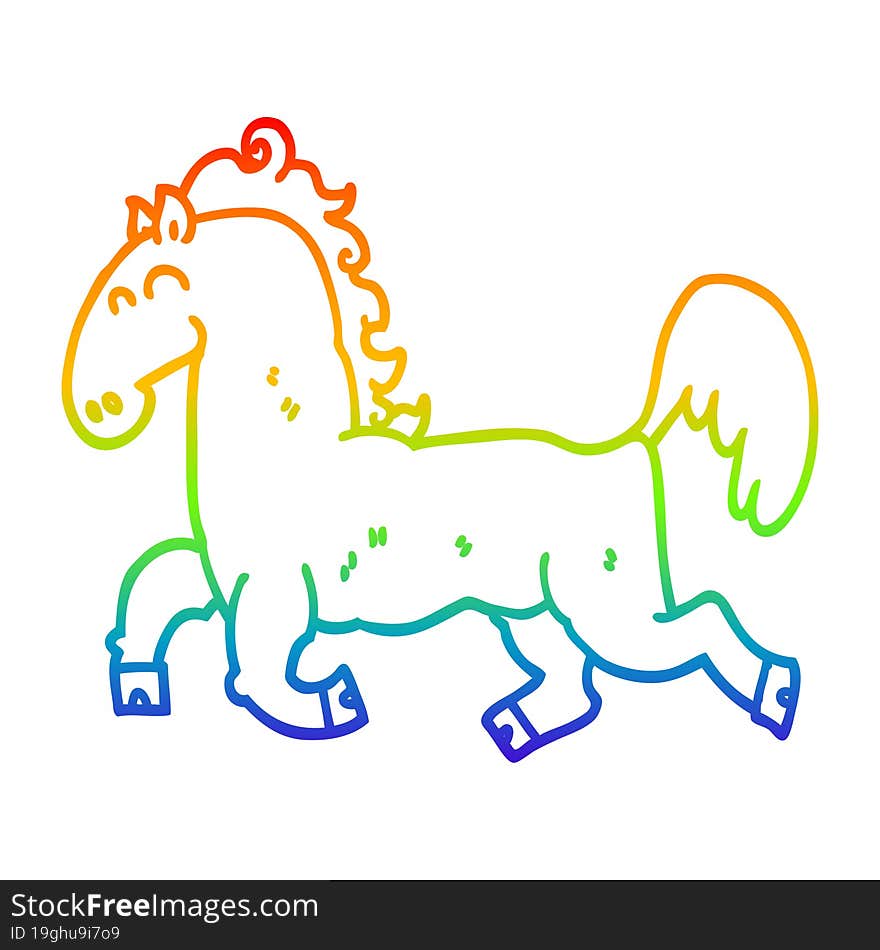 rainbow gradient line drawing cartoon stallion