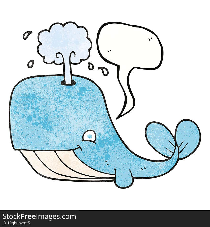 speech bubble textured cartoon whale spouting water