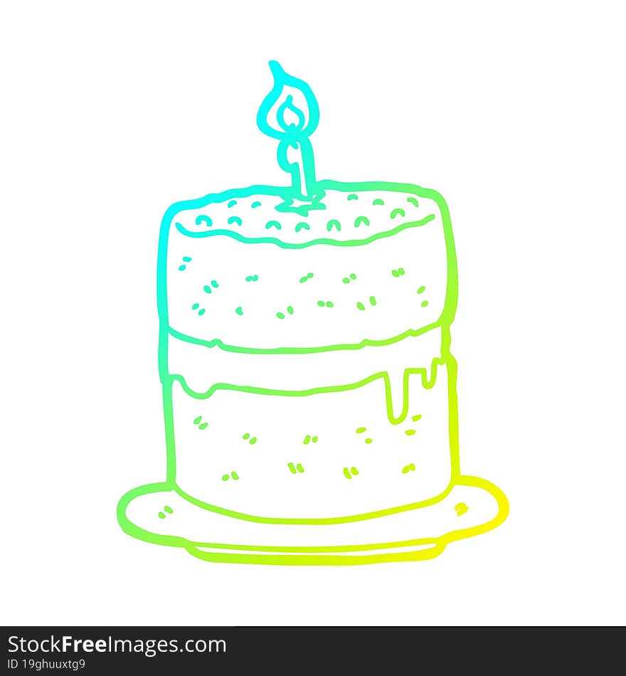 cold gradient line drawing of a cartoon cake