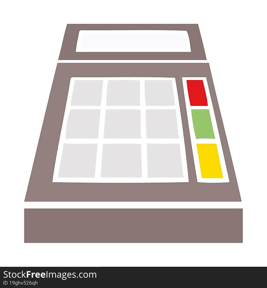 flat color retro cartoon of a school calculator