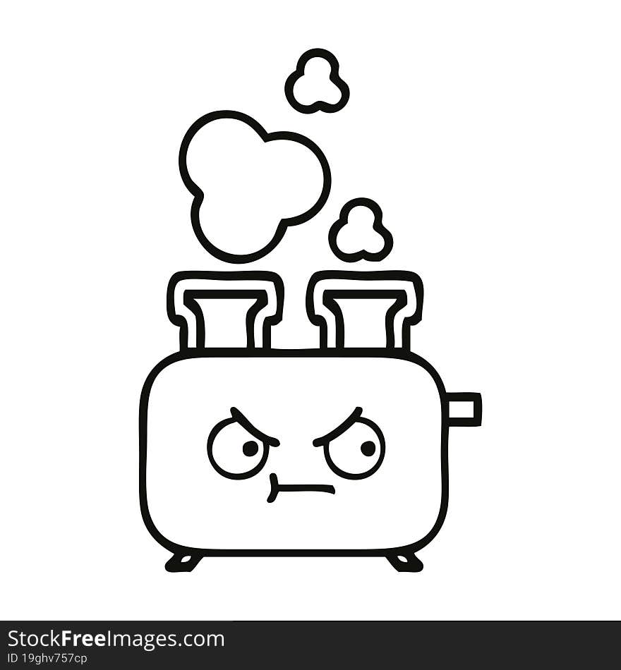 line drawing cartoon of a toaster