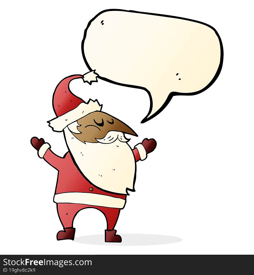 cartoon santa claus with speech bubble