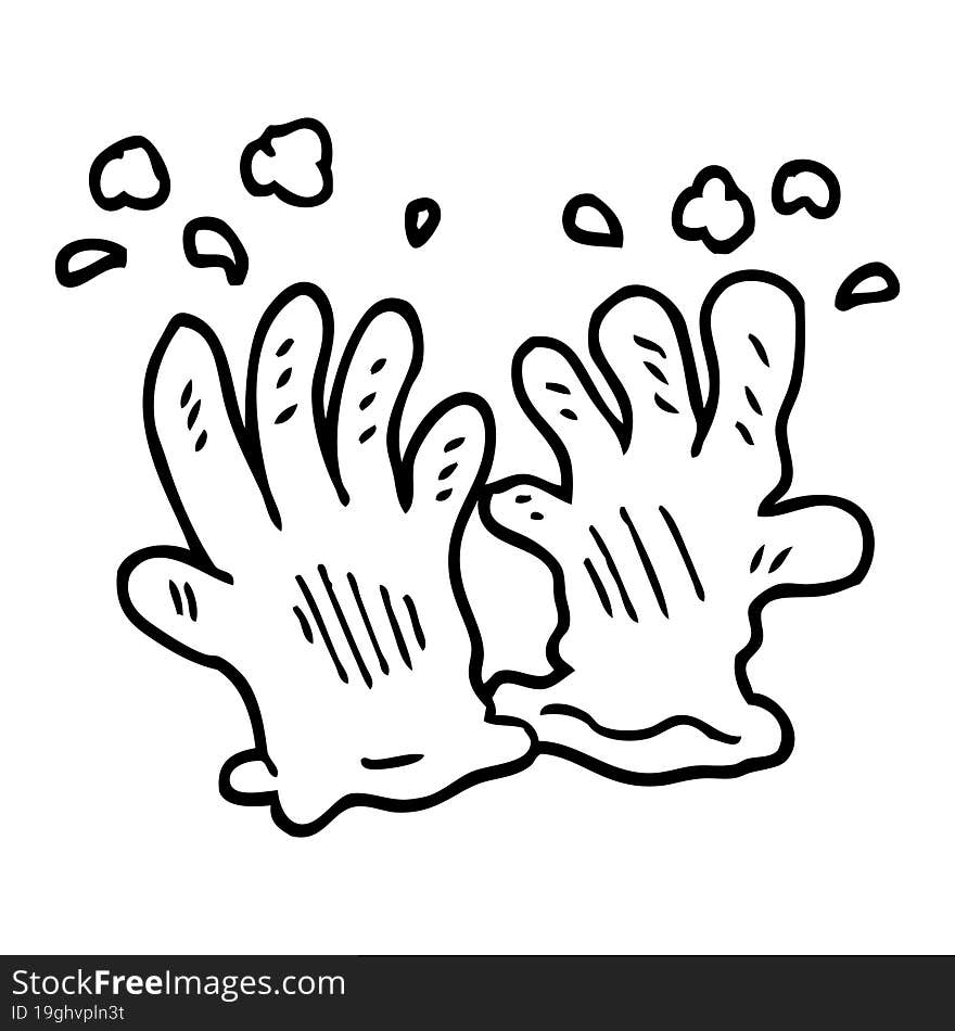 line drawing cartoon sterile gloves