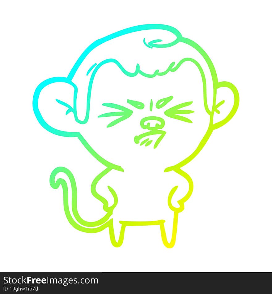 cold gradient line drawing cartoon annoyed monkey