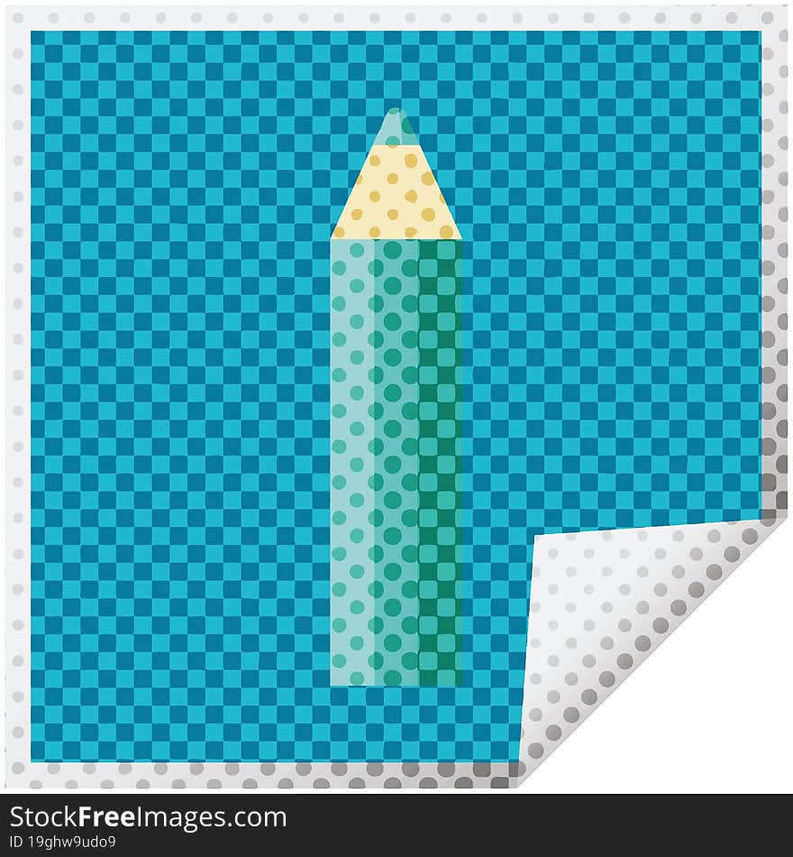 green coloring pencil graphic vector illustration square sticker. green coloring pencil graphic vector illustration square sticker