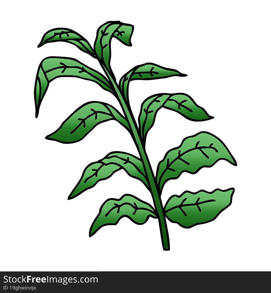 Quirky Gradient Shaded Cartoon Vine Leaves