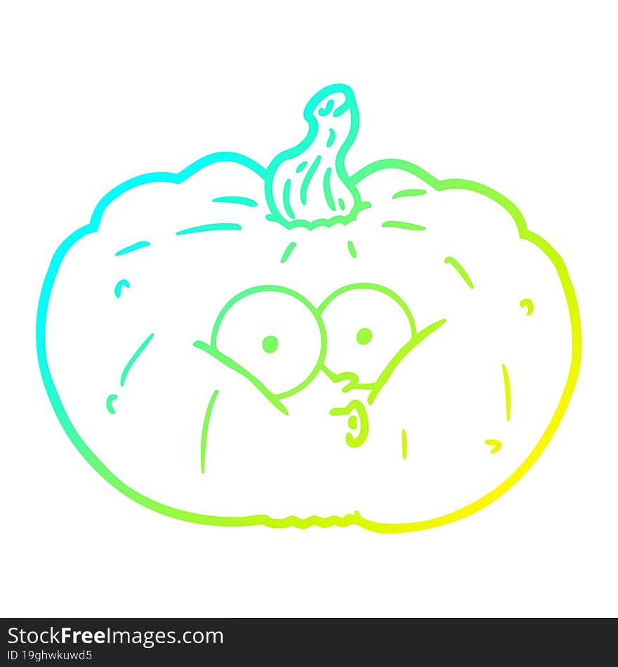 cold gradient line drawing cartoon pumpkin