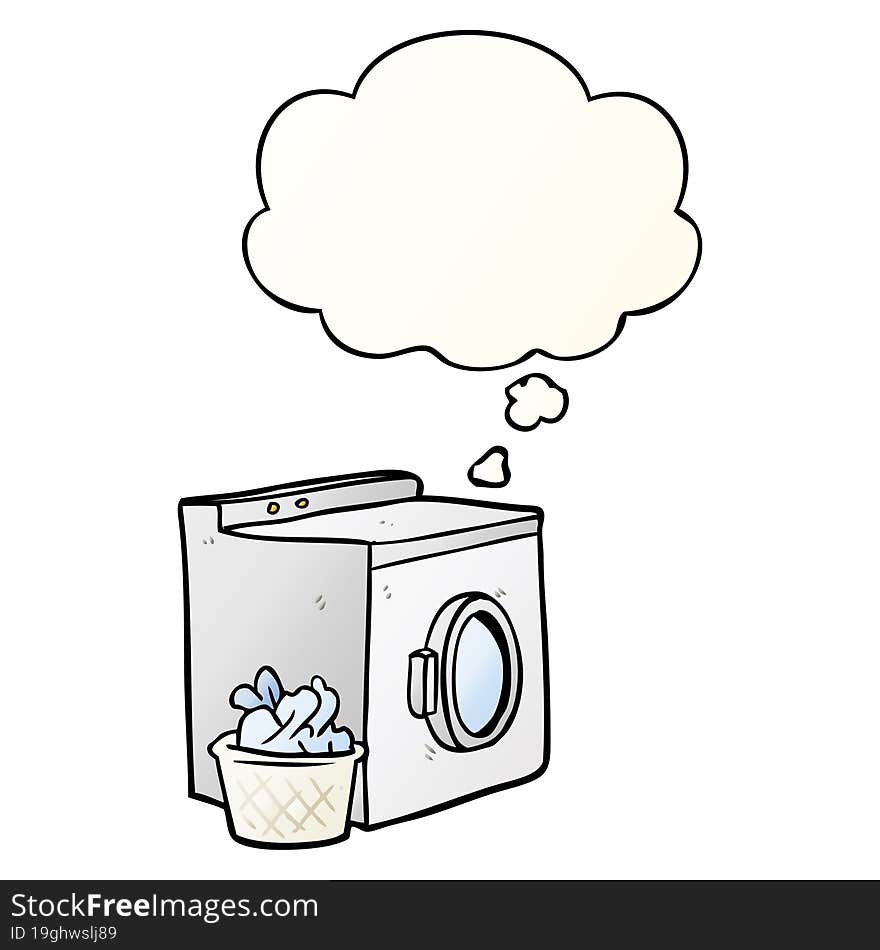 Cartoon Washing Machine And Thought Bubble In Smooth Gradient Style