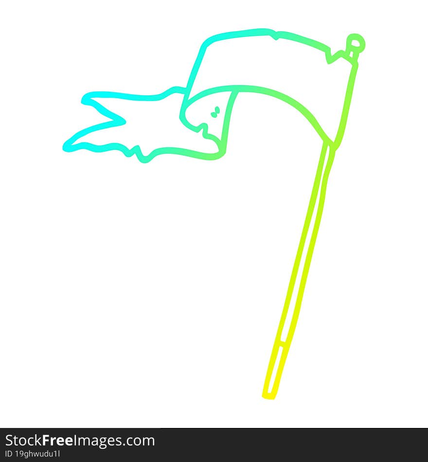 Cold Gradient Line Drawing Cartoon Waving Flag