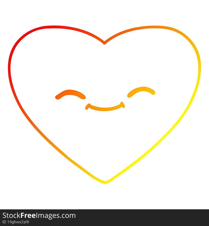 warm gradient line drawing cartoon happy love heart