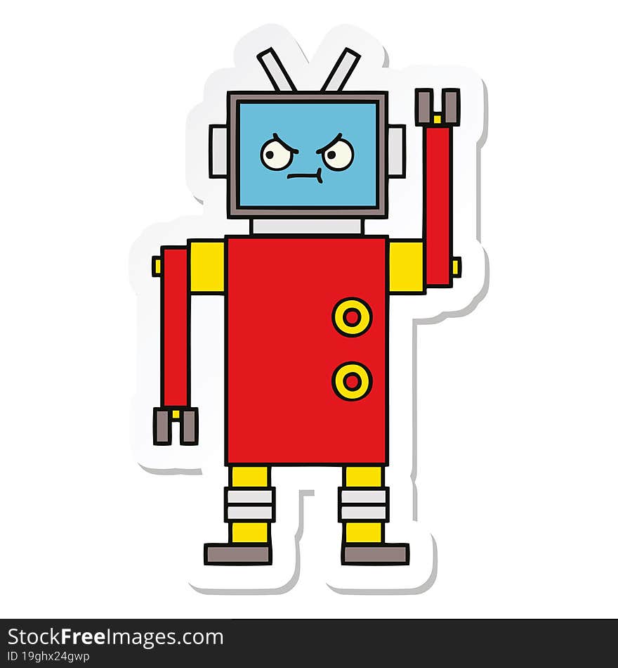 sticker of a cute cartoon robot