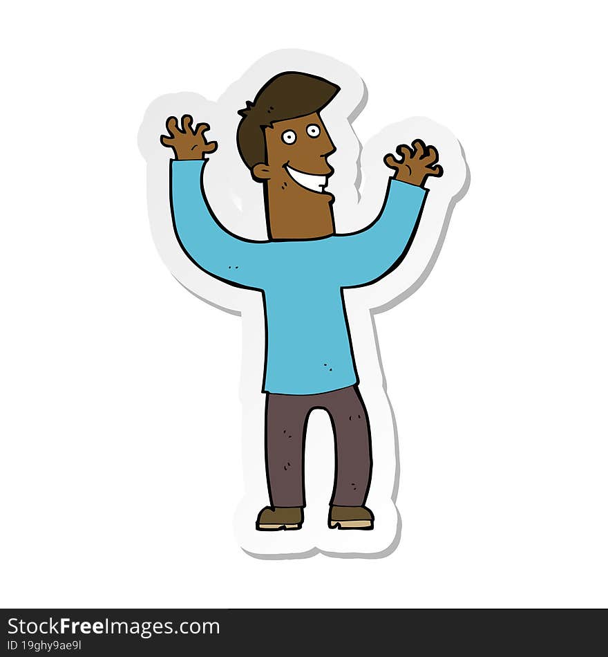 Sticker Of A Cartoon Excited Man