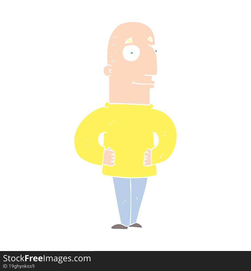 flat color illustration of a cartoon content man