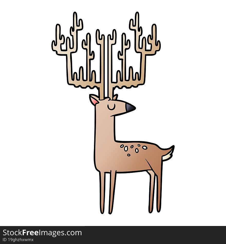 cartoon stag with huge antlers. cartoon stag with huge antlers