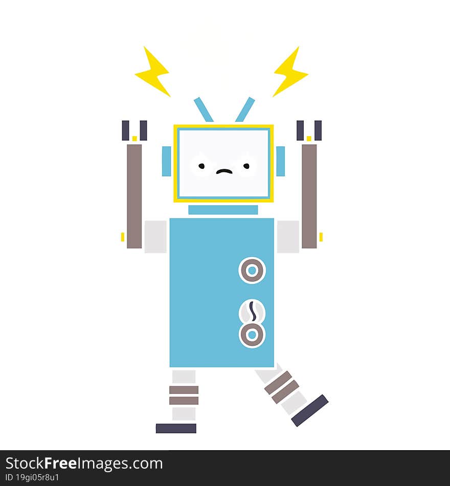 flat color retro cartoon robot