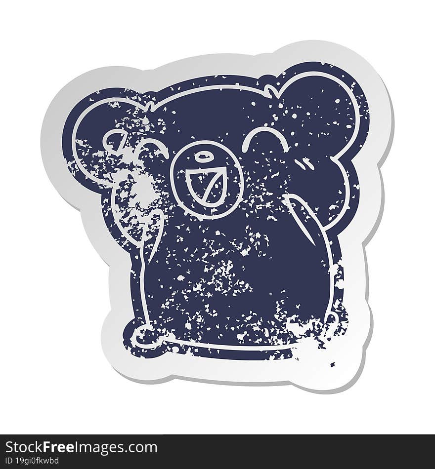 Distressed Old Sticker Kawaii Cute Teddy Bear