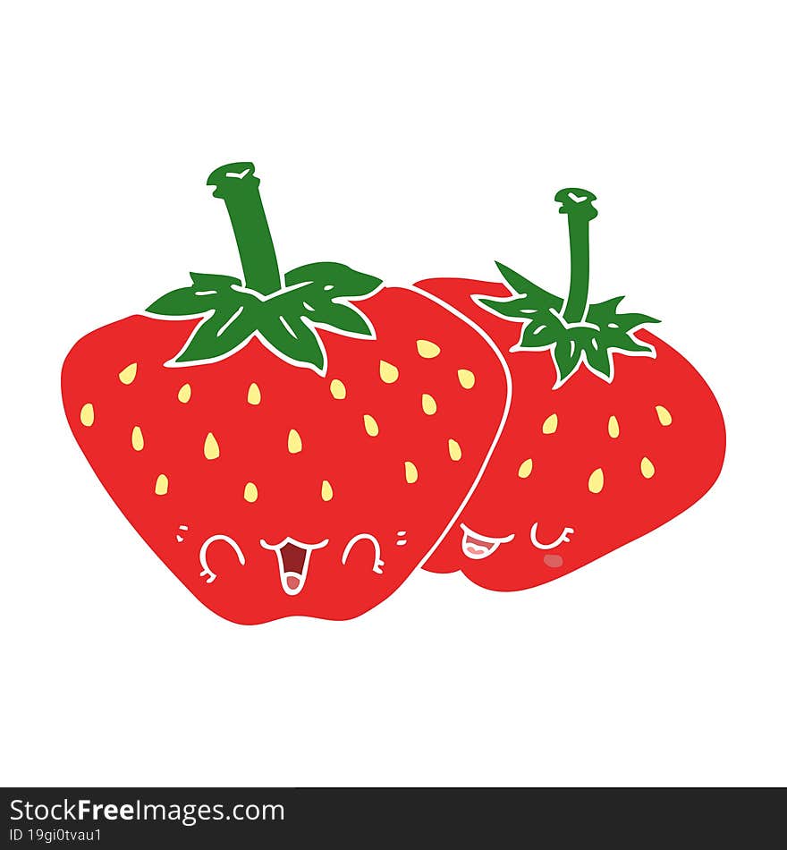 flat color style cartoon strawberries