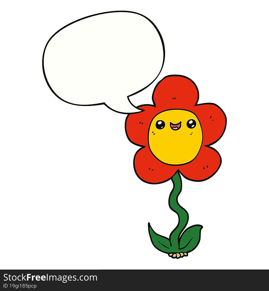 cartoon flower and speech bubble