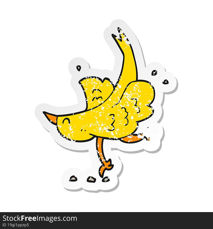 retro distressed sticker of a cartoon bird