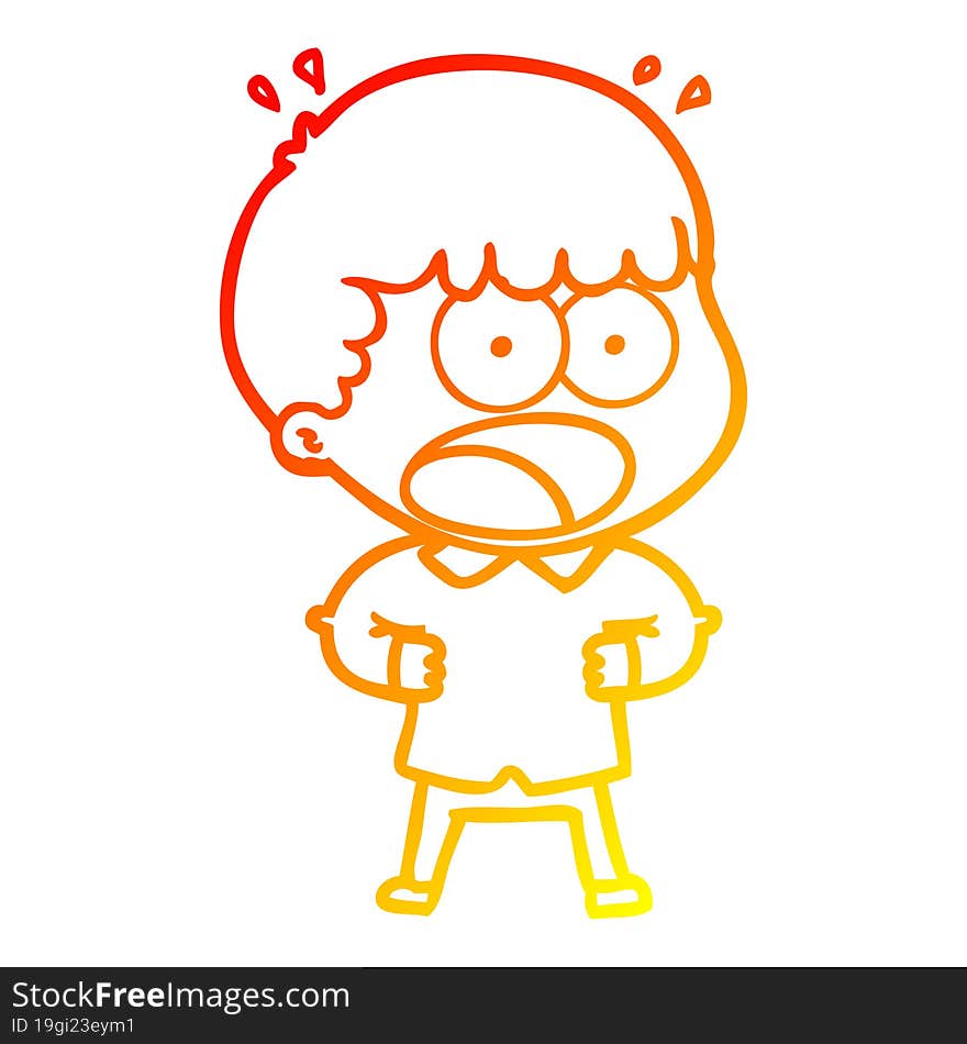 warm gradient line drawing cartoon shocked man