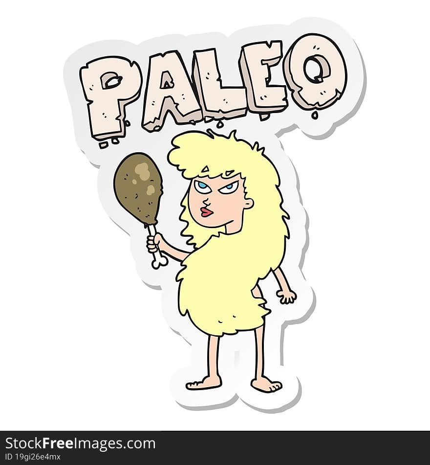 sticker of a cartoon woman on paleo diet