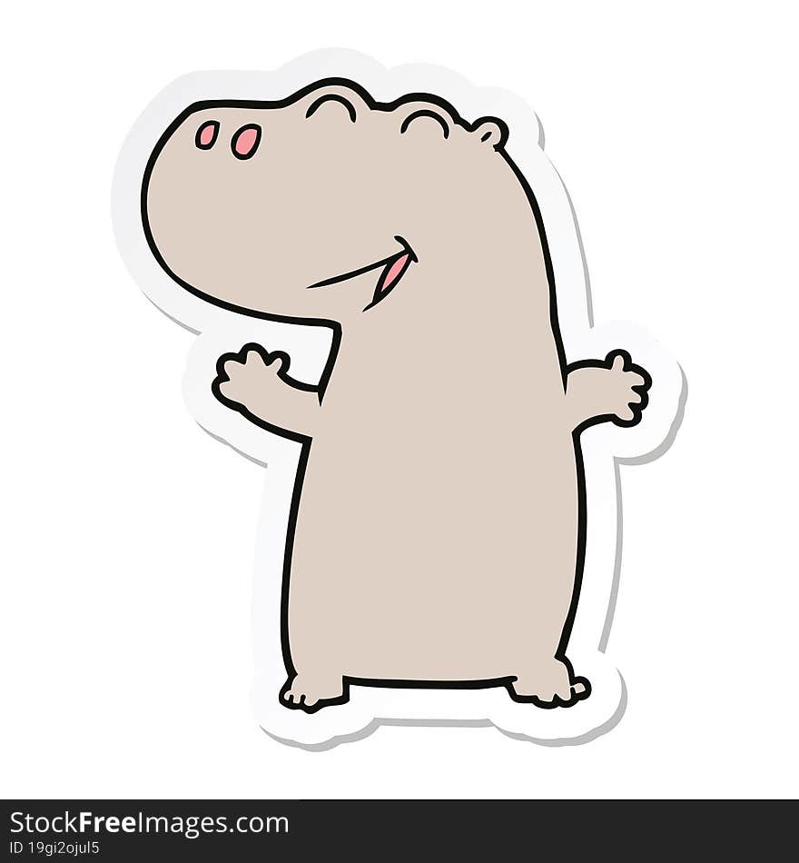 sticker of a cartoon hippopotamus