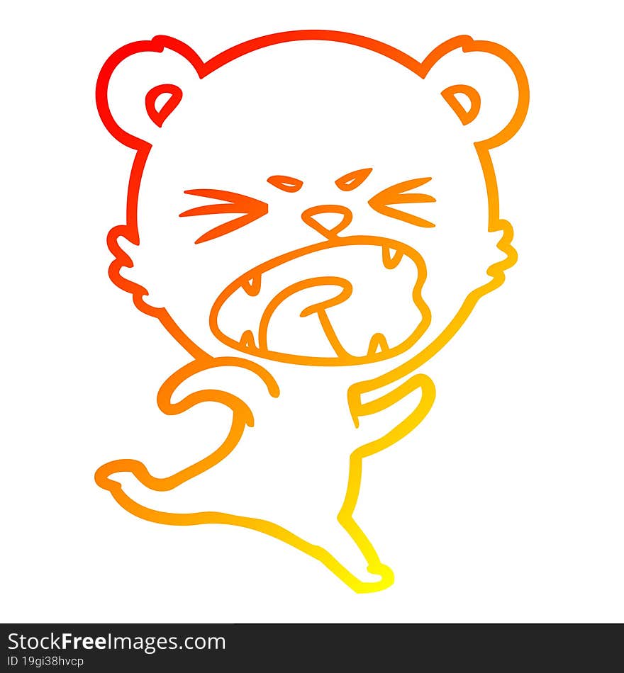 warm gradient line drawing angry cartoon bear