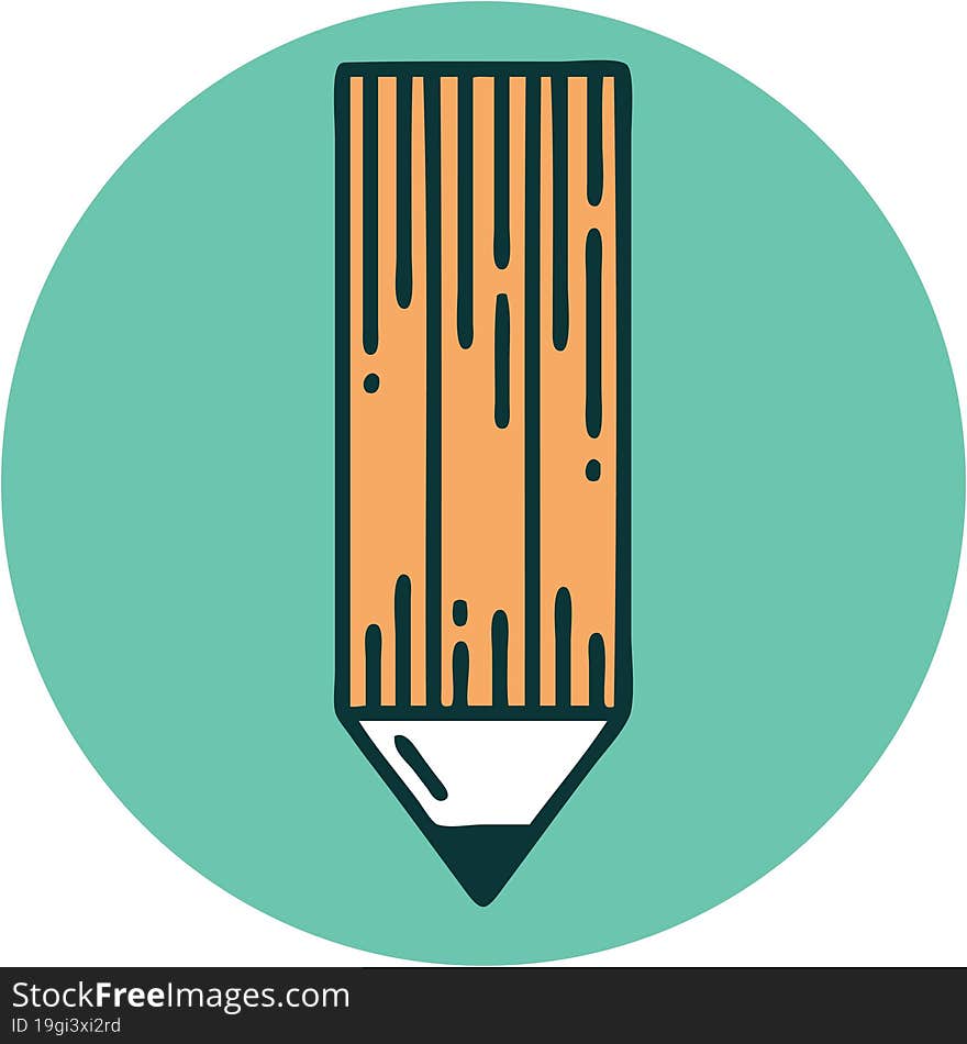 tattoo style icon of a pencil