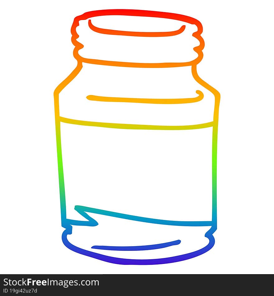 rainbow gradient line drawing of a cartoon glass jar