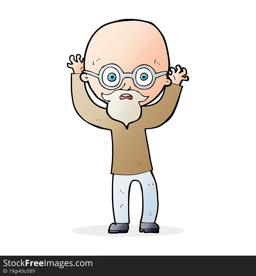 cartoon stressed bald man