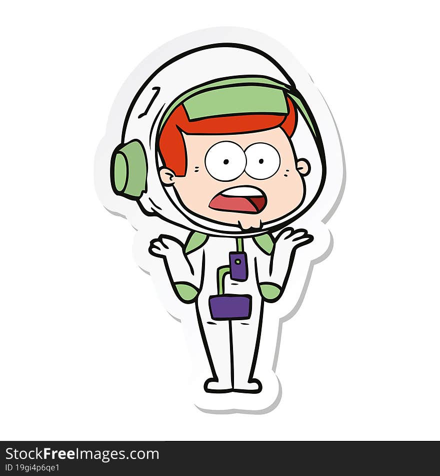 Sticker Of A Cartoon Surprised Astronaut