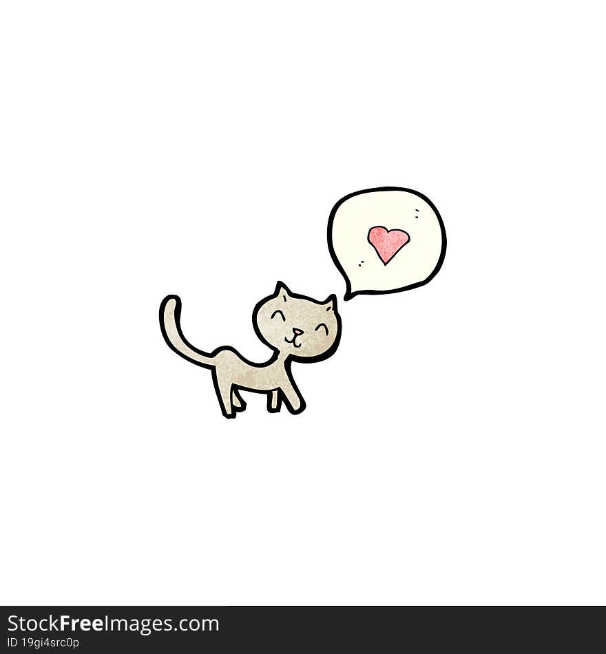 Cartoon Cat With Love Heart