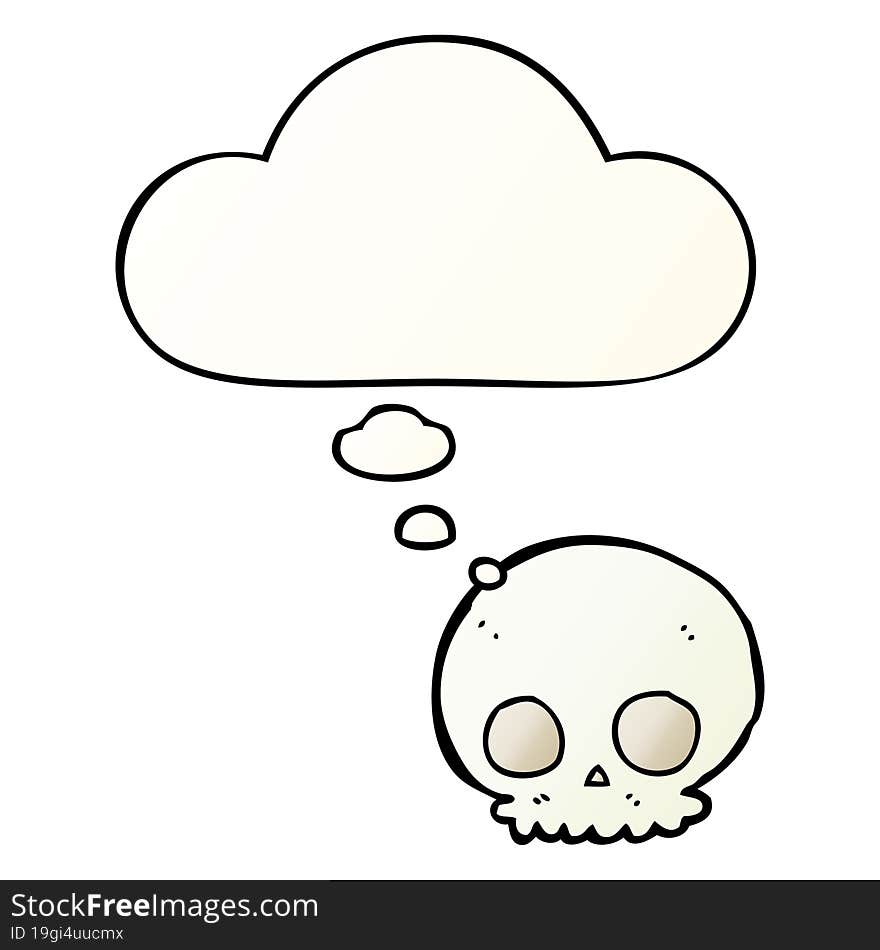 cartoon skull and thought bubble in smooth gradient style