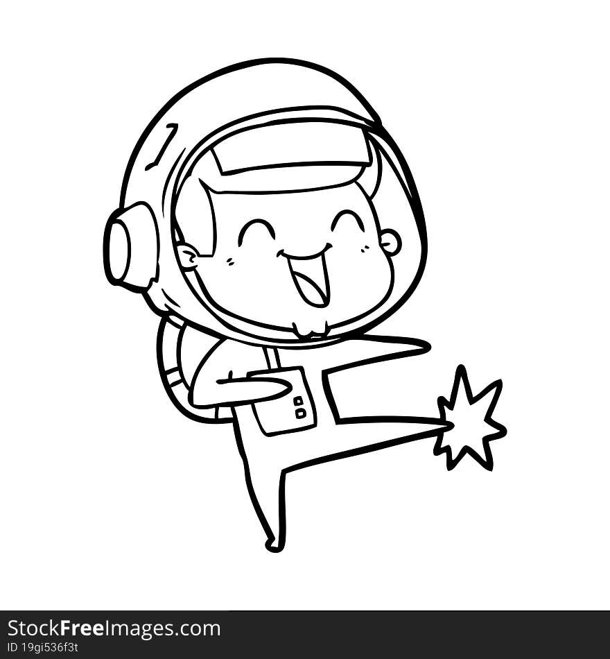 happy cartoon astronaut. happy cartoon astronaut