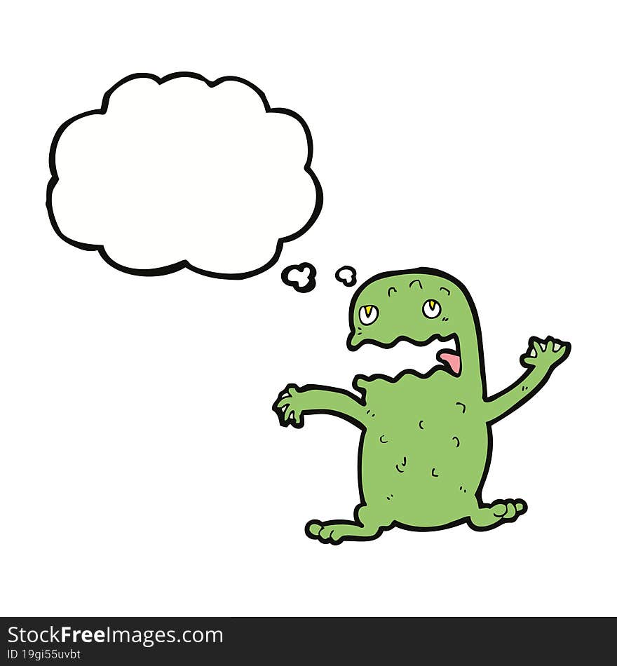 Cartoon Funny Frog With Thought Bubble