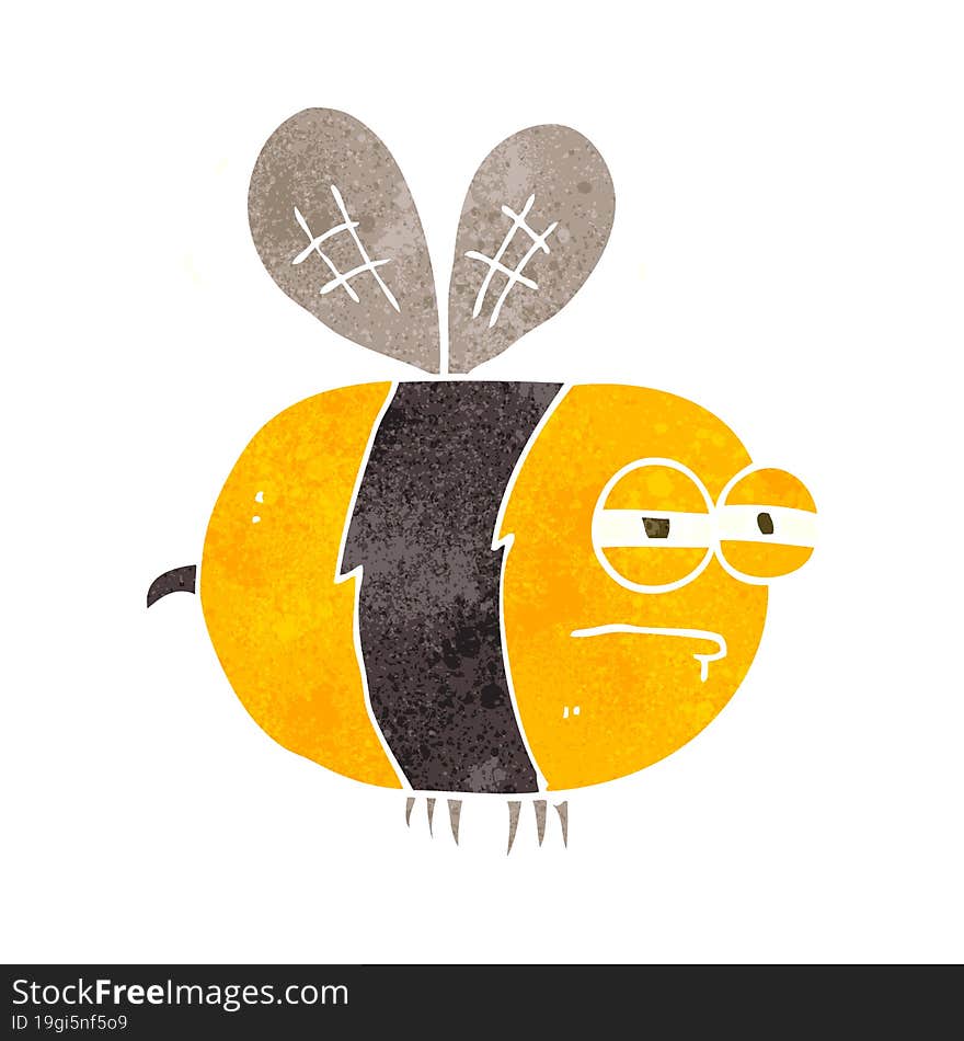 retro cartoon unhappy bee