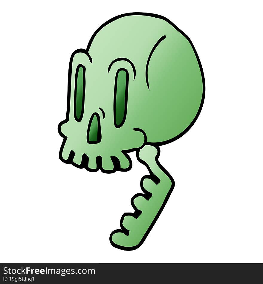 cartoon doodle green skull